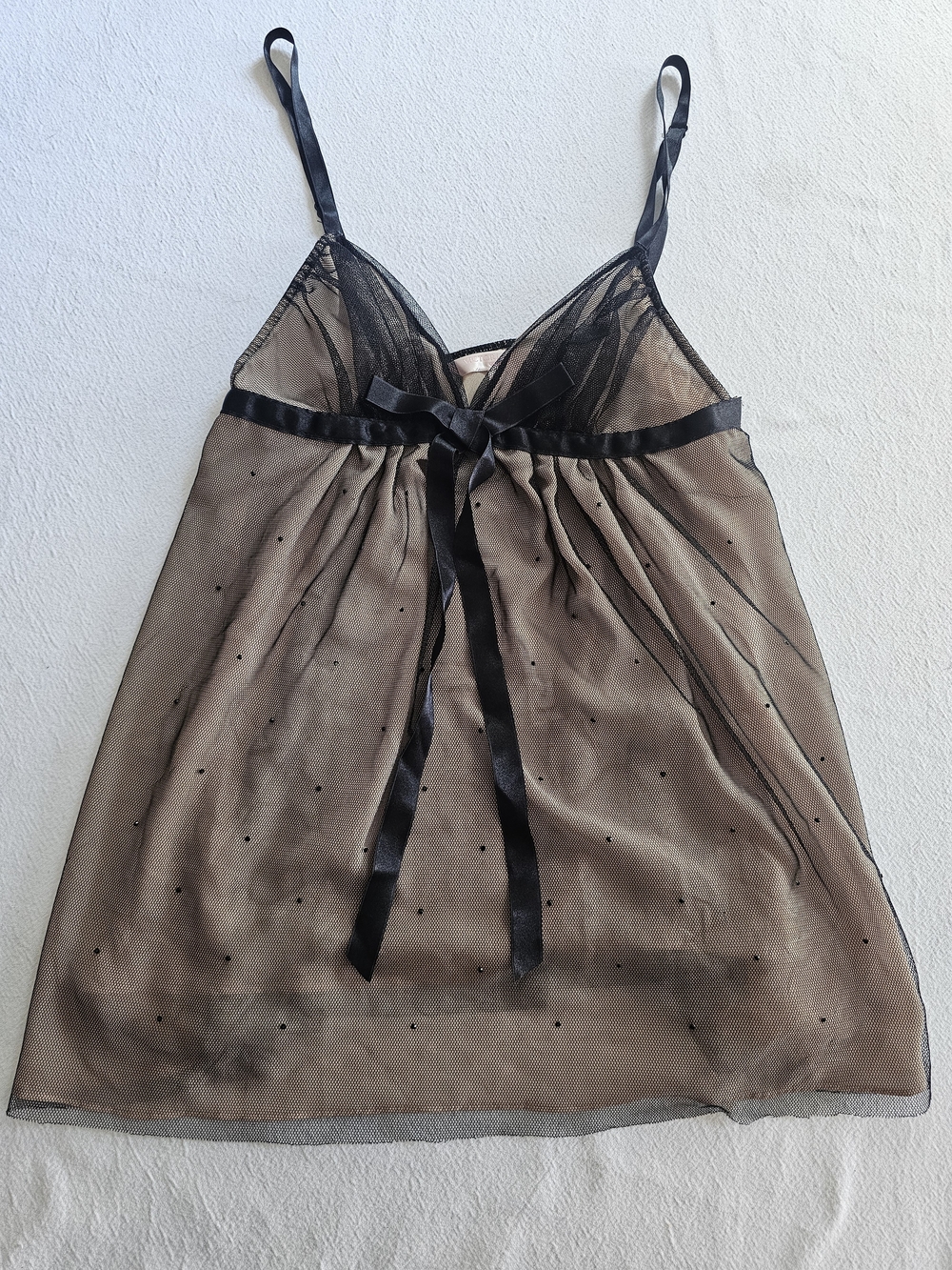 VTG Y2K Victoria's Secret Very Sexy Black Mesh Rhinestone Babydoll Camisole S